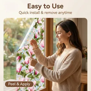 Static window glass film floral decorative sticker removable privacy cling home decor