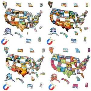 American Map Cultural Puzzle Refrigerator Magnet Creative PVC Soft Magnetic Travel Souvenir Home Decor Office Wall Sticker