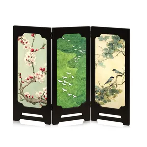 detail view of traditional chinese style folding screen desktop ornament decor art
