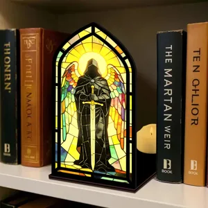 Fermalibri angolare in vetro colorato gotico decorazione per libreria elegante