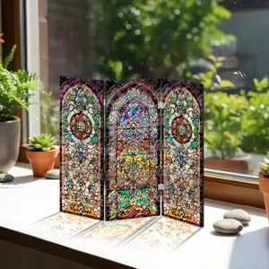 Mini paravent pliant en acrylique translucide pour décoration de bureau coloré