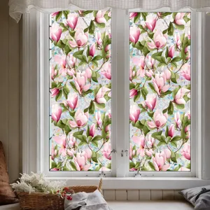Decorative window film static cling floral glass sticker for home privacy and glass decoration