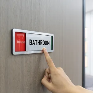 Sliding bathroom door sign with clear occupancy indicator for office and home daily use.