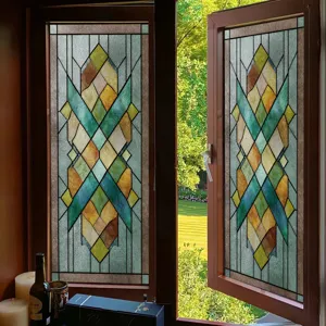 3D Stained Glass Window Film Decorative Static Cling Privacy Window Film Home Decor