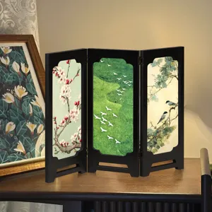Mini Chinese folding screen desktop ornament retro tabletop decor gift for home office