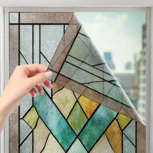 3D Stained Glass Window Film Decorative Privacy Static Cling Sticker Detail Texture Peelable