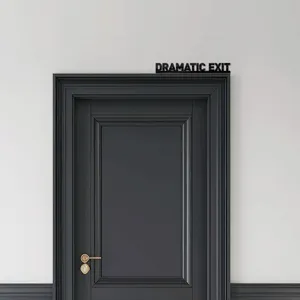 Black acrylic 3D lettering wall sticker featuring dramatic exit text for home decor use.