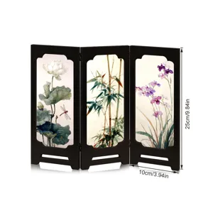 Miniature Chinese style folding screen desktop decoration traditional art ornament 25cm