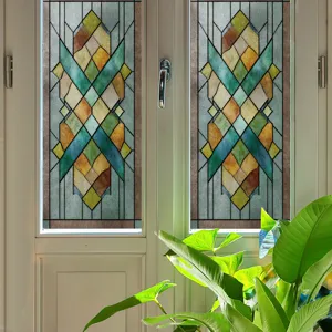 3D stained glass window film decorative static cling privacy film for home window decor
