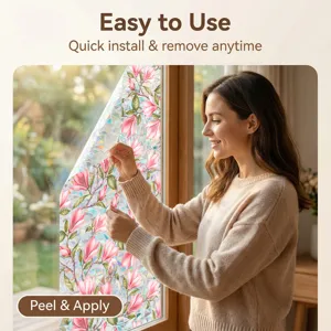 Floral static window film removable glass sticker decorative privacy film for home window 1pc