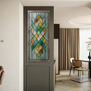 3D stained glass window film decorative geometric sticker for home interior door glass design