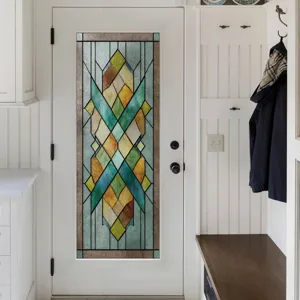 3D Stained Glass Window Film Geometric Decorative Door Sticker Static Cling Home Decor