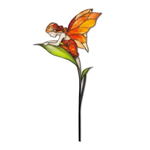 Piquet de jardin fée en métal, insert décoratif coloré pour plantes en pot et déco.