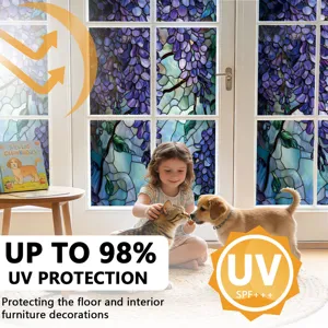 Decoratieve glas-in-lood raamfolie, statische glassticker voor huis en kamerdecoratie.