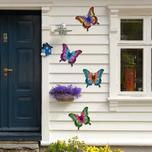 Colorful metal butterfly wall art decor for garden patio home indoor outdoor hanging ornament