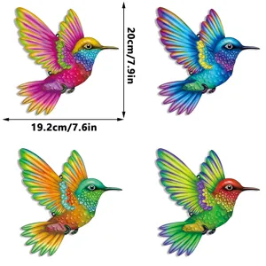 Colorful Metal Hummingbird Wall Art Iron Outdoor Garden Decor Hanging Ornaments Size 19.2x20cm