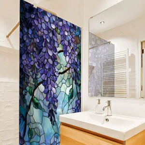 Wisteria glas-in-lood raamfolie decoratieve privacy thuis badkamer glas sticker decal