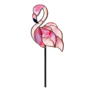 Piquet de jardin flamand rose en verre coloré décoration de plantes en pot et jardin