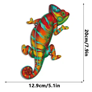Colorful metal chameleon wall art garden hanging decor with 20cm height specification
