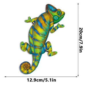 Colorful metal chameleon wall art garden hanging decor outdoor iron lizard sculpture 20cm