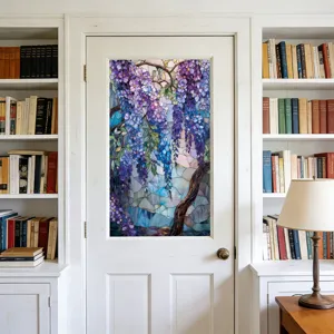 Glas-in-lood raamfolie wisteria bloemen statische glasdeur sticker huisdecoratie