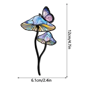 Piquet de plante de jardin en métal papillon champignon décor accessoire 12x6,1cm