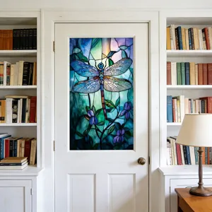 Glas-in-lood libel raamfolie decoratieve glassticker voor moderne huisdecoratie.