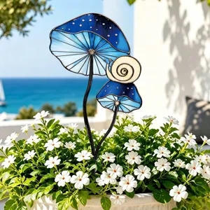 Piquet De Jardin Champignon Bleu Snail Pour Plantes En Pot Indoor Outdoor Art