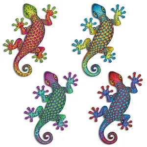 Colorful metal gecko wall art outdoor garden hanging decor metal lizard sculpture