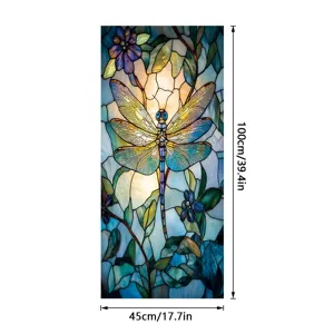 Glas in lood libel raamfolie 45x100cm statisch hechtende decoratieve glassticker voor thuis