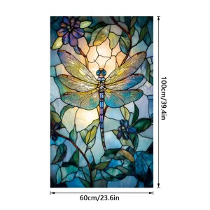 Glas-in-lood libel raamfolie statische hechtende decoratieve glassticker thuis 60x100cm