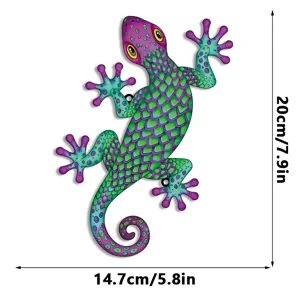 Metal Gecko Wall Art Hanging Iron Garden Outdoor Courtyard Decoration Size 20x14.7cm