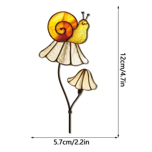 Piquet de jardin escargot en métal vitrail décoration de pot de fleurs 12cm de haut