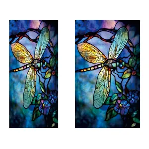 Glas in lood libel raamsticker, statische raamfolie voor huisdecoratie en interieur.