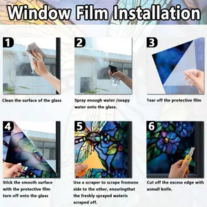 Installatiehandleiding voor raamfolie statische decoratieve glassticker stappen