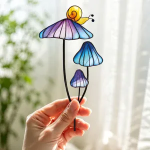 Piquet de jardin en métal et verre coloré pour décoration de plantes d'intérieur