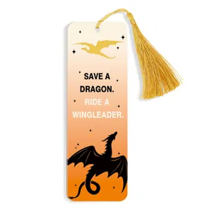 Acrylic dragon bookmark with gold tassel, fantasy reading accessory for book lovers and fans.