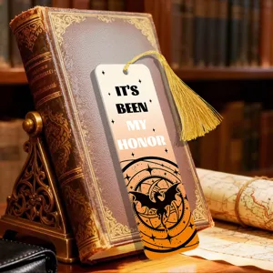 Translucent acrylic bookmark with dragon pattern and gold tassel for book lovers reading gift.