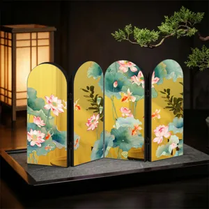 Creative Chinese style mirror folding screen desktop ornament with lotus and fish pattern