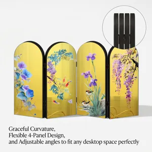Creative acrylic folding screen desktop ornament featuring traditional Chinese style floral and bird art.