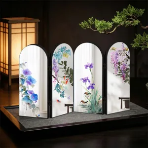 Creative Chinese style mirror folding screen desktop decor, elegant acrylic craft decoration