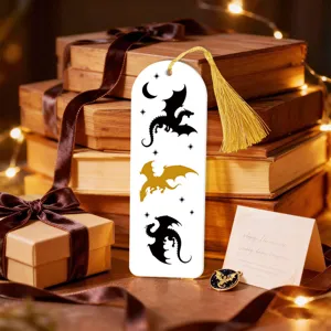 Creative acrylic dragon bookmark with golden tassel fantasy reading accessory gift