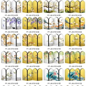 Chinese Style Acrylic Folding Screen Display Gold Silver Mirror Desktop Ornament Traditional Floral Home Decor