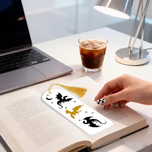 Acrylic dragon pattern bookmark with gold tassel for reading lovers elegant desk decor