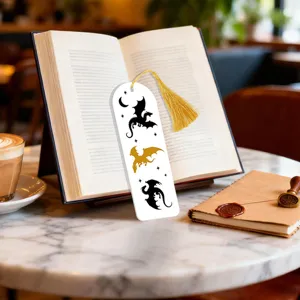 Creative dragon pattern bookmark with gold tassel for reading and book lovers decor