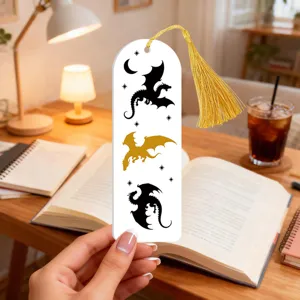 Acrylic Dragon Bookmark with Gold Tassel Reading Page Marker Fantasy Book Accessories