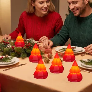 3D Geprinte LED Kerstboom Licht Verlichte Geometrische Nachtlamp Feest Tafeldecoratie