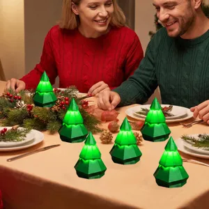 3D-geprinte gloeiende kerstboom lamp, feestelijke LED tafeldecoratie voor feest.