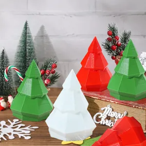 3D Geprinte LED Kerstboom Beeldje Geometrisch Nachtlampje Desktop Decoratief Ornament Voor Vakantie Feest