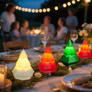 3D LED oplichtende kerstboom lamp geometrische feest tafel decoratie licht ornamenten